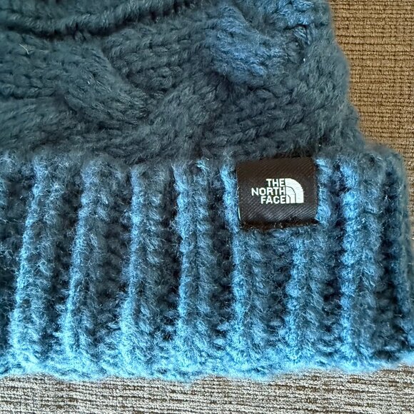 The North Face Blue Pom Beanie - like new! - Picture 6 of 7